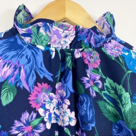 J.CREW Ruffle Neck Long Sleeve Floral Top 365 Crepe XS - Picture 7 of 12